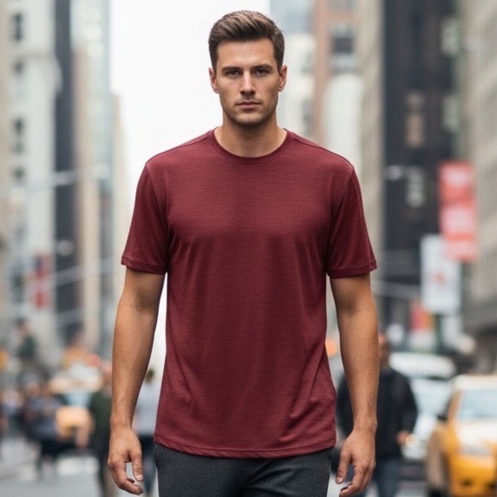Lululemon Mens Metal Vent Tech 2.0 Short Sleeve Shirt Red Burgundy Small